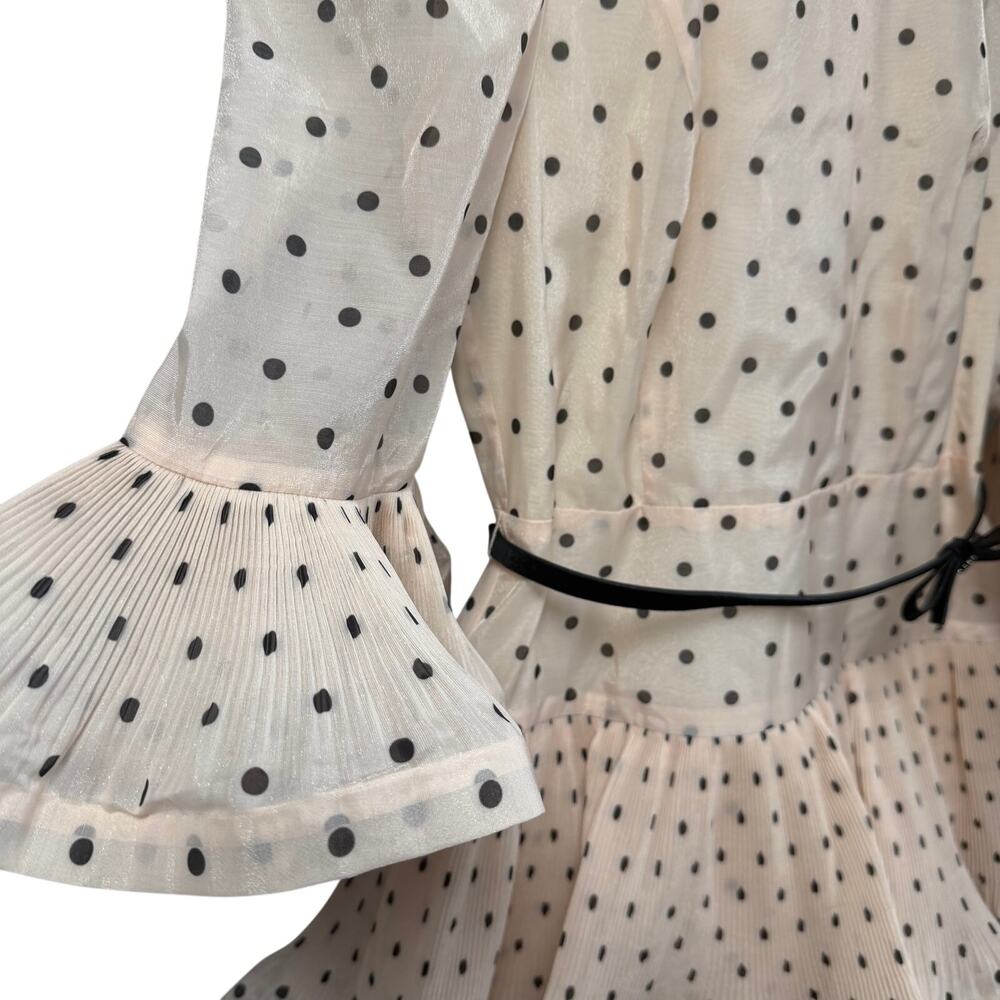 Zimmermann Cream Polka Dot Mini Dress with Black Belt - Picture 5 of 11